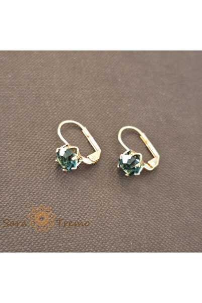 SaraTremo Cercei Regina Padurii – Cristale Verde Închis Placate cu Aur de 18K