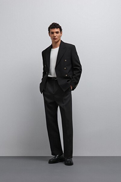 Antioch Siyah Kruvaze Erkek Blazer Ceket