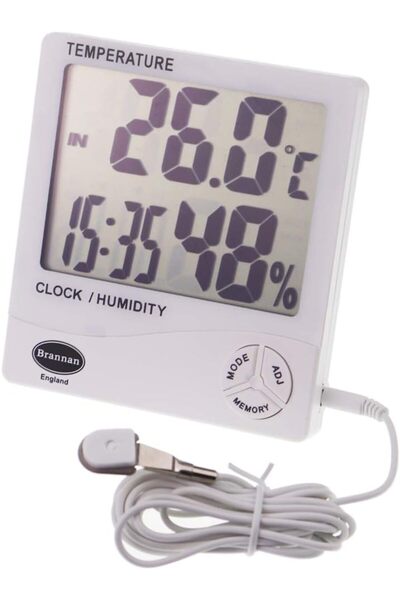BRANNA HOME Brannan Digital Hygrometer Indoor Outdoor Thermometer, Temperature Clock And Humidity Monitor With J