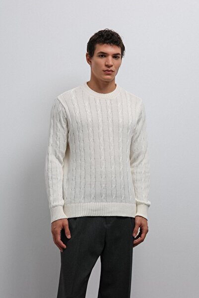 Antioch Ecru Textured Knitted Men's Sweater
