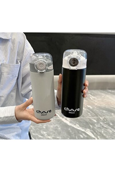 CEZVE HOME Stainless Steel Heat Insulated Thermos Mug with Straw and Lid 400 ml