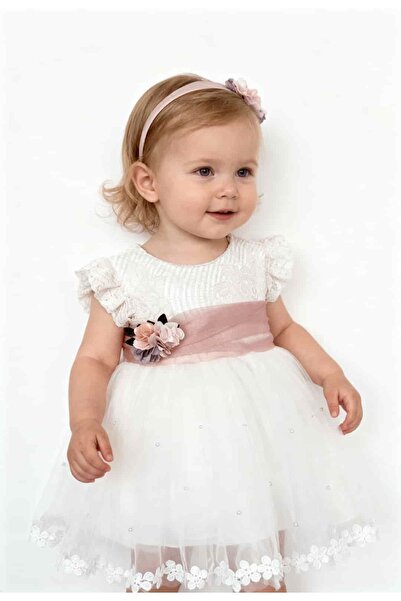 SIRRI Kız Bebek Abiye Elbise 3’lü Set Tül ve Dantelli 6-24 Ay