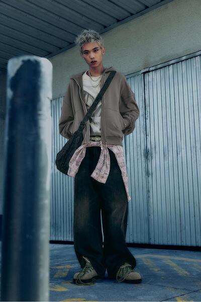 Pull & Bear Çift fermuarlı kapüşonlu sweatshirt