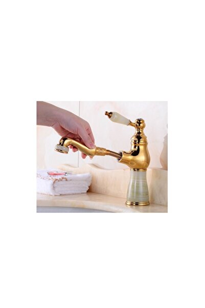 Trendy's Μπαταρία Νιπτήρα JADE Gold με Αποσπώμενη Κεφαλή Ντους,