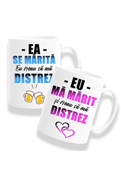 OEM Set 2 căni personalizate pentru cupluri cu mesajul: „Se căsătorește, eu v...
