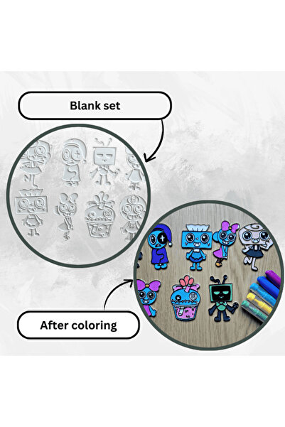 Lulu's Prints Set of 8 decorative coloring figures, Dandy's World Roblox, white, plastic, 3D printed