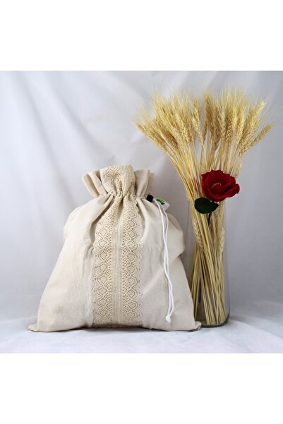 VeraGreen Padded bag for bread 3-4 kg, linen, with drawstring and stopper, roustique, size XL