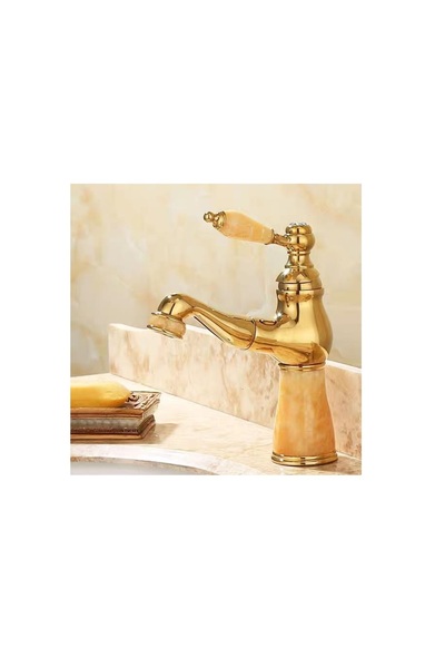 Trendy's Μπαταρία Νιπτήρα JADE Gold με Αποσπώμενη Κεφαλή Ντους,