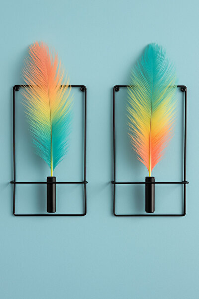 VENON 2 Adet Siyah Dikdörtgen Metal Çiçeklik Lüks Duvar Aksesuar Modern Dekor...