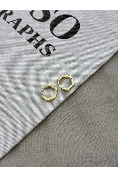 Hedef Bijuteri Xuping Gold Color Hexagon Model Earrings