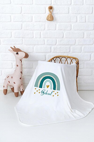 Pia Baby İsimli ve %100 Pamuk Çift Katlı Penye Bebek Battaniyesi 80x80 cm