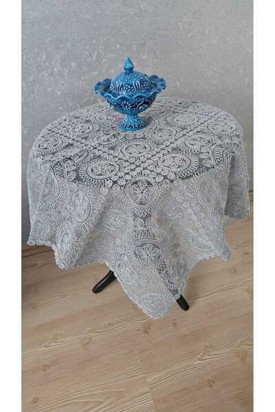 DOLUNAY HOME TEKSTİL مفرش طاولة فيسكوس مع زخارف من التول والدانتيل