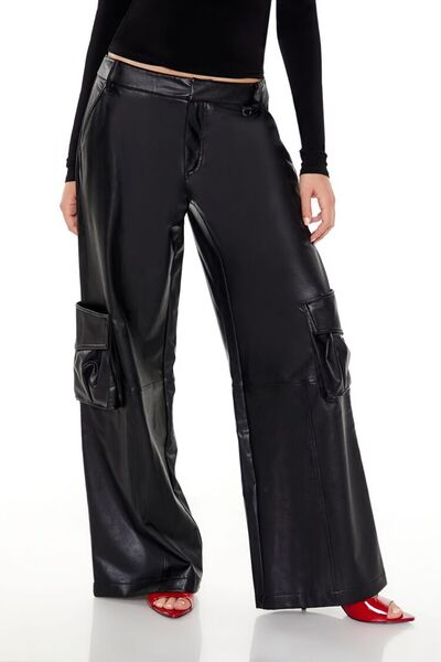 Forever 21 Suni Deri Kargo Pantolon