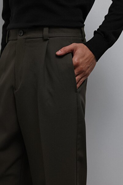 Antioch Haki Relax Fit Baggy Pilili Erkek Pantolon