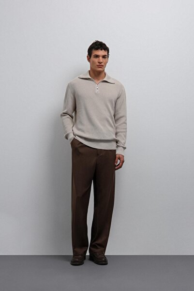 Antioch Stone Zippered Knitwear Men's Sweater