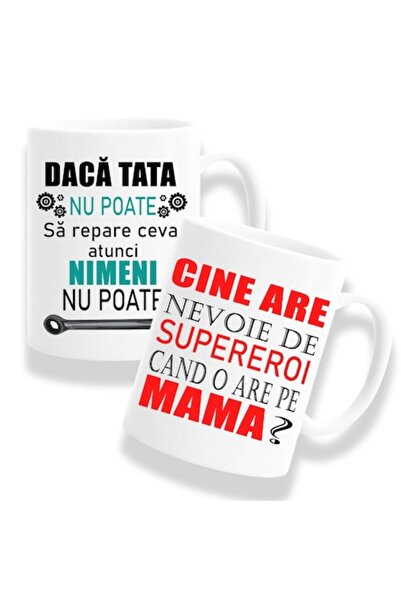 OEM Set 2 Cani personalizate pentru Parinti cu mesaj: Cine are nevoie de supe...