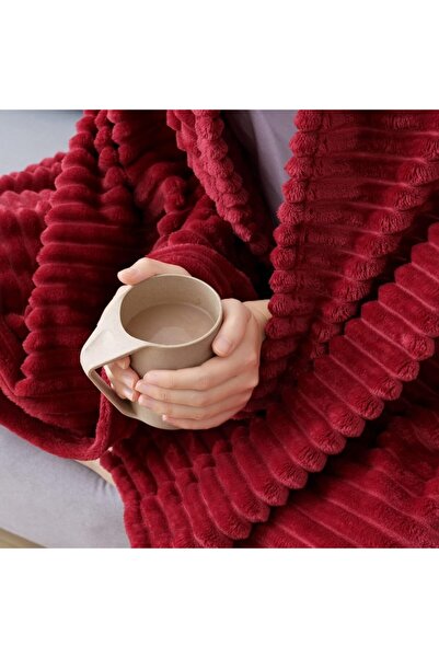 MIULEE Patura pufoasa MIULEE, pentru Pat/ Canapea, 125 x 150 cm, culoare Rosu vin