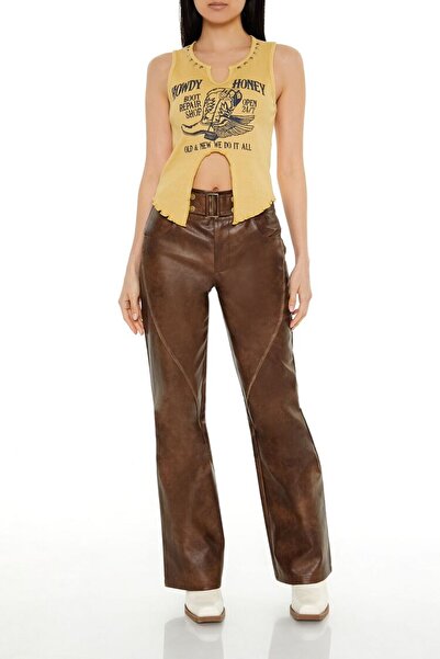 Forever 21 Suni Deri Bulut Yıkama Pantolon