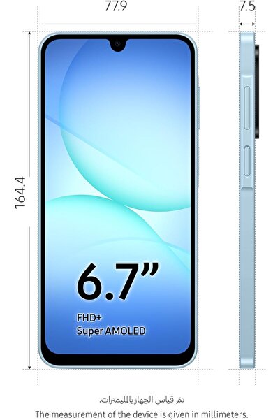 Samsung Galaxy A17 LTE, Android Smartphone, 128GB Storage, 6GB RAM, Blue, 6x OS Upgrades, Large Disp