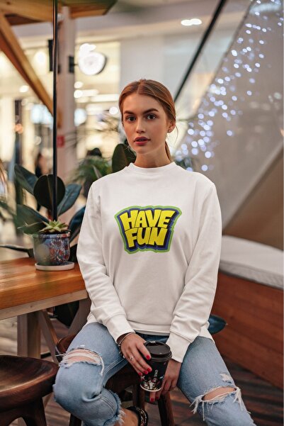 ArtYus SARI HAVE FUN Colorat cu imprimeu guler rotund piese Swea tricou