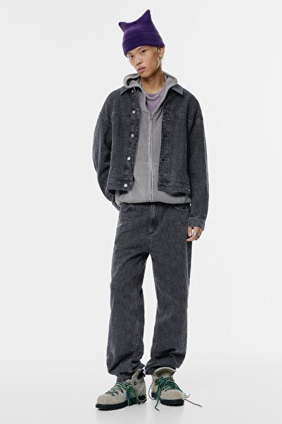 Pull & Bear Ekose desenli denim ceket