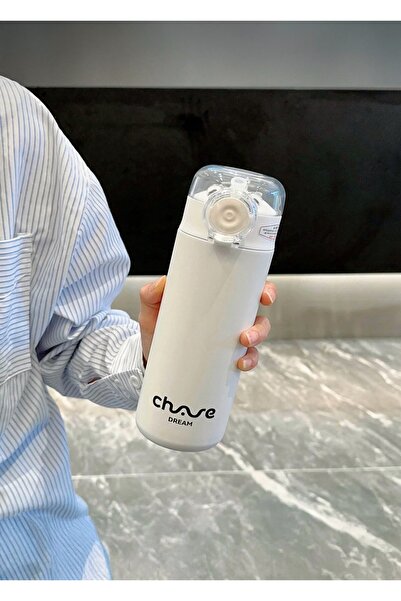 CEZVE HOME Stainless Steel Heat Insulated Thermos Mug with Straw and Lid 400 ml