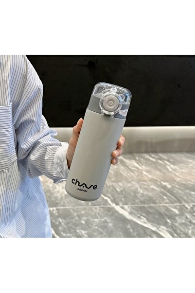 CEZVE HOME Stainless Steel Heat Insulated Thermos Mug with Straw and Lid 400 ml