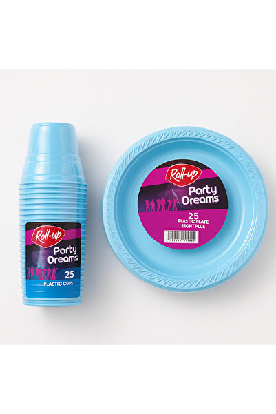 Roll-Up Mavi Plastik Tabak Bardak Set Kullan at