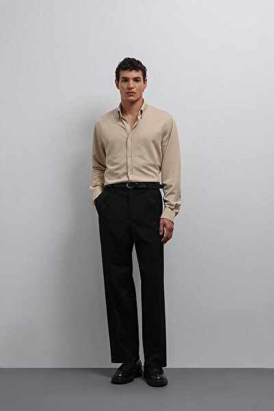 Antioch Beige Buttoned Collar Relax Fit Men's Shirt