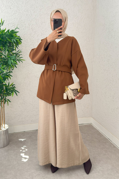 Salih Çelebi Palton Premium Cashmere 0019 - TABA