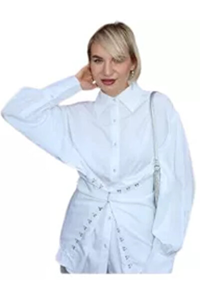 Belora Tricou The Drop pentru femei, mâneci voluminoase, culoare albă, mărimea M