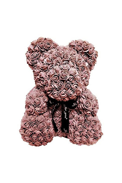 velve Ursulet floral maro din Trandafiri 40 cm, decorat manual, cutie cadou, Maro