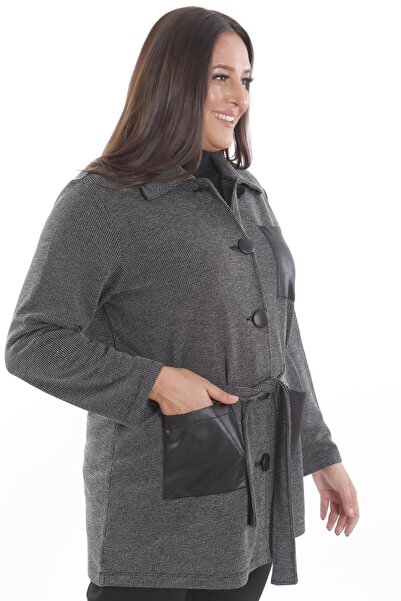 Metpoint Чорна куртка великого розміру зі шкіряними кишенями та ременем