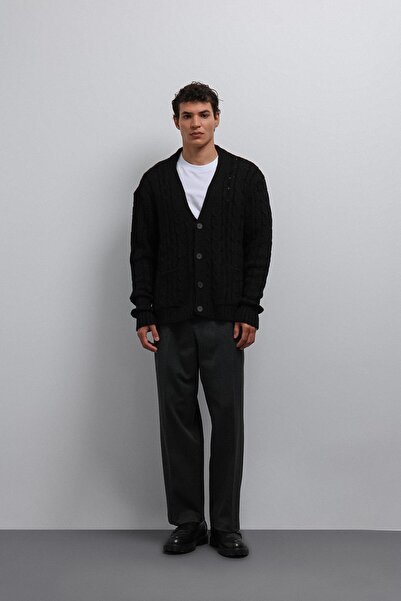 Antioch Black Hair Braided Textured Men's Cardigan