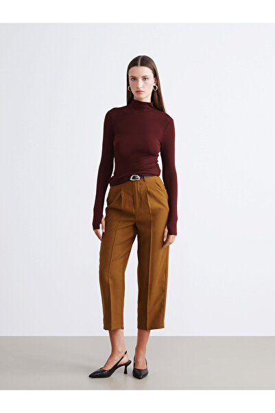 LC Waikiki Alita City Lcw Vision Green Belted Carrot Cut Women's Pleated Pant...