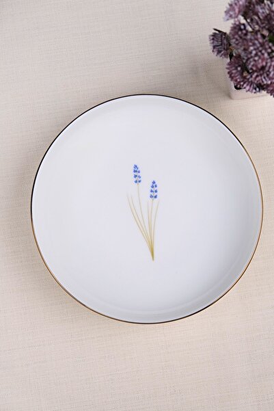 tabakevi Tabak Evi Porcelain Natura Lavender Gold Gilded Deep Plate 18.50cm Set of 4