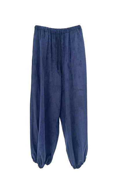 tw3 Kadın Kadife Kumaş Beli Lastikli Tasarım Balon Pantolon