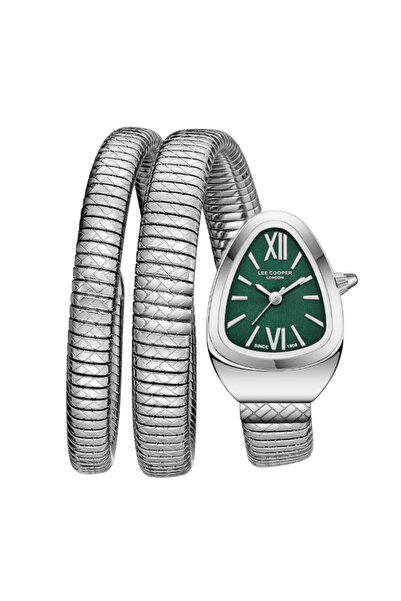 Lee Cooper ساعة نسائية تناظرية بمينا أخضر داكن - LC08173.370
