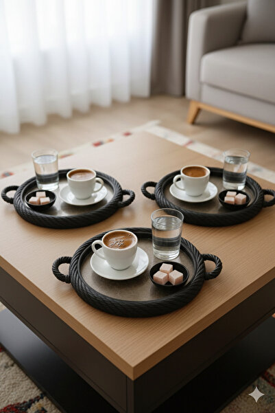 ZeDesign 3 Pcs Coffee Presentation Tray Tea Snack Presentation Tray Mesh Patt...