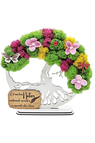 OEM Cadou Copacul Vietii, cu licheni stabilizati, din lemn alb, „Notar”, 20cm...