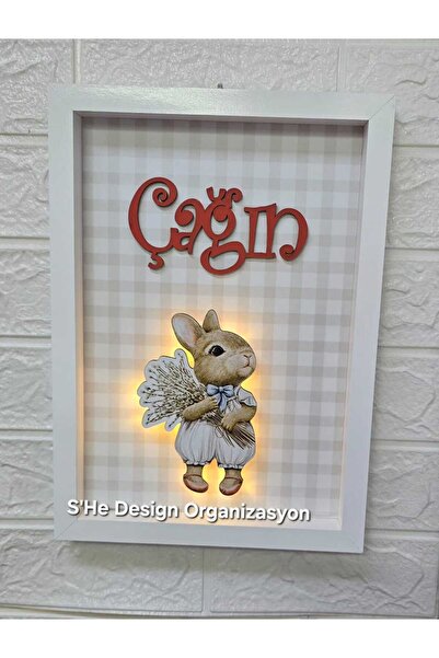 s'he design organizasyon LEDLİ AHŞAP OBJELİ KAPI SÜSÜ / BEBEK İSMİNE ÖZEL HAS...