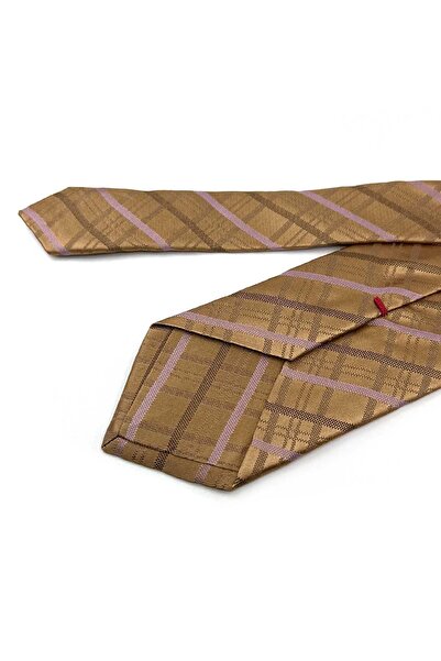 Kravatkolik Ιταλική μεταξωτή γραβάτα με χρυσό καρό στυλ Pebmarsh İK2004