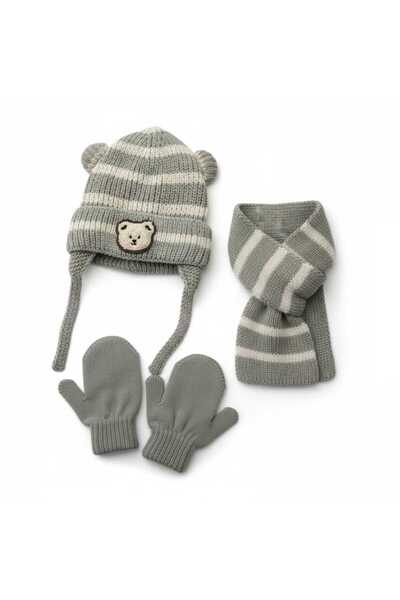 Aware Time Kitti 0-12 Months Baby Boy & Child Accessories Fleece Inside Scarf Beanie Gloves 3-Piece Set