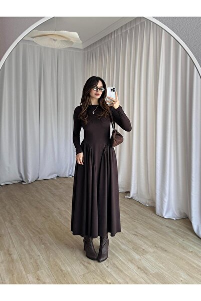 Mooi Butik MONA Elbise 8377 - Acı Kahve