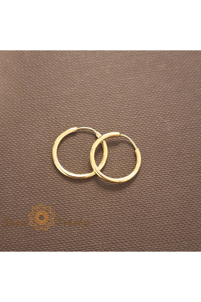 saratremo Cercei rotunzi „Esență de aur” 1,5 cm, placați cu aur de 18K