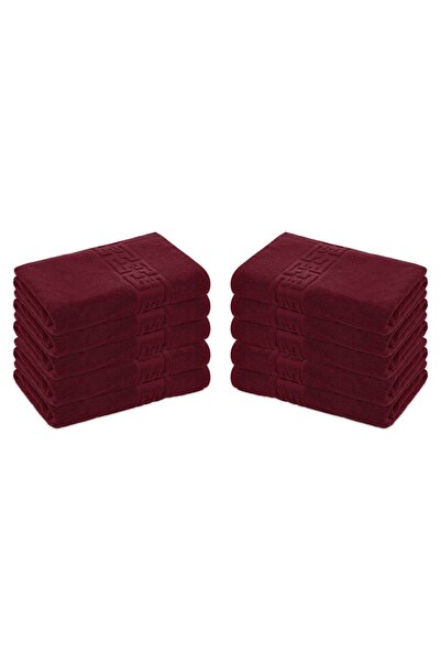 Lenjeria Pufoasa Set of 10 100% Cotton Towels, 500g/m², Greek, 50X90, Grena