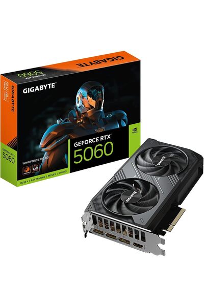 Gigabyte GeForce RTX 5060 WINDFORCE OC 8G Graphics Card - 8GB GDDR7, 128bit, PCI-E 5.0, 2512 MHz Cor