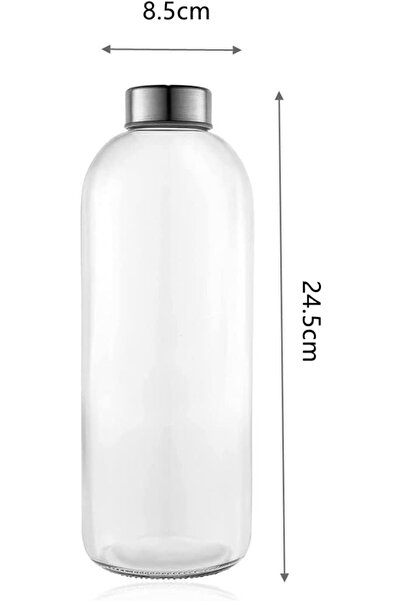 FUFU glass drinking bottle 1L, leak-proof, transparent 6pcs