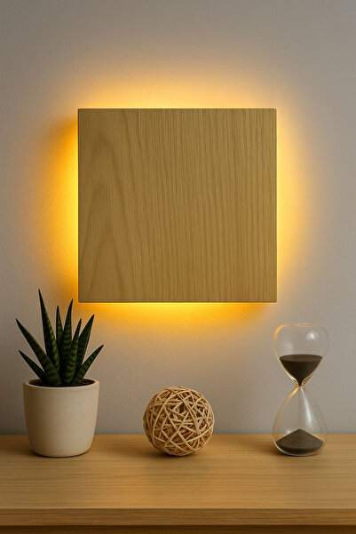 GLOWELL Ahşap MDF LED Aydınlatma, Pilli Duvar Apliği, Modern Dekoratif Gece Lambası, Aplik
