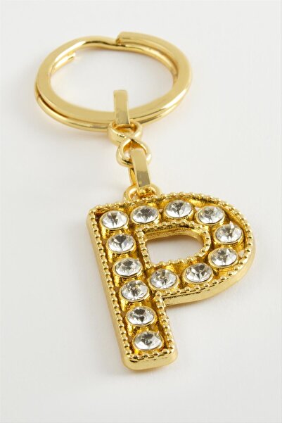 Marsilyan Yellow Colored Stone Letter Keychain